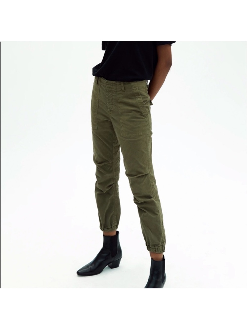 Nili Lotan Women's Cropped Military Pant Olive Green Jogger Zip Ankle Capsule 2